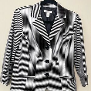 Dressbarn Women's Black and White Striped Blazer Sz S